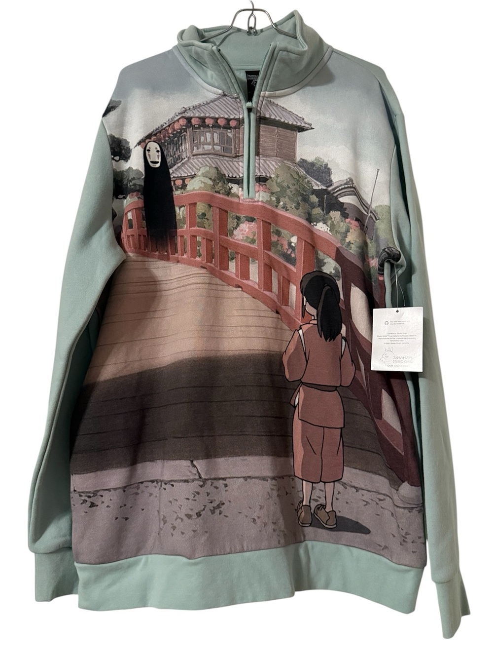 Studio Ghibli Spirited Away Chihiro & No Face Quarter Zip Sweatshirt Sz M NWT
